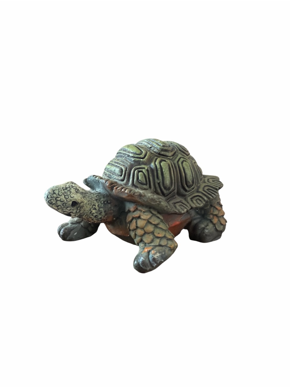 Vintage Green Tortoise Turtle Figurine Geometric Shell Resin Cottagecore Decor